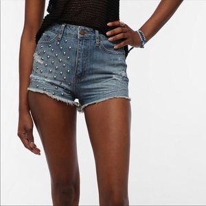 BDG Distressed Studded High Rise Cheeky Shorts